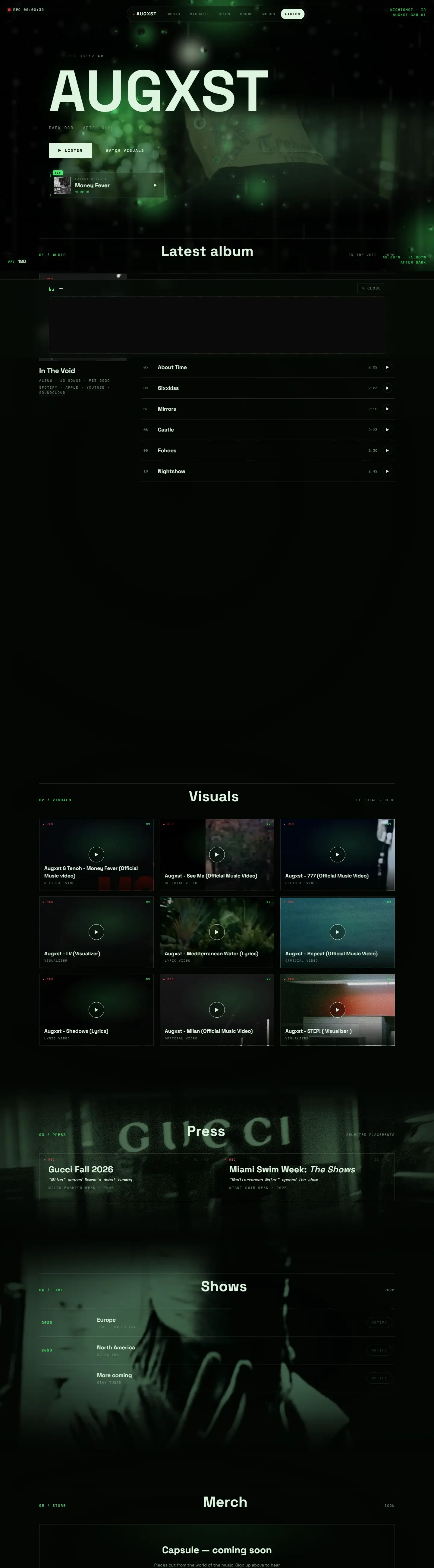 Augxst website homepage