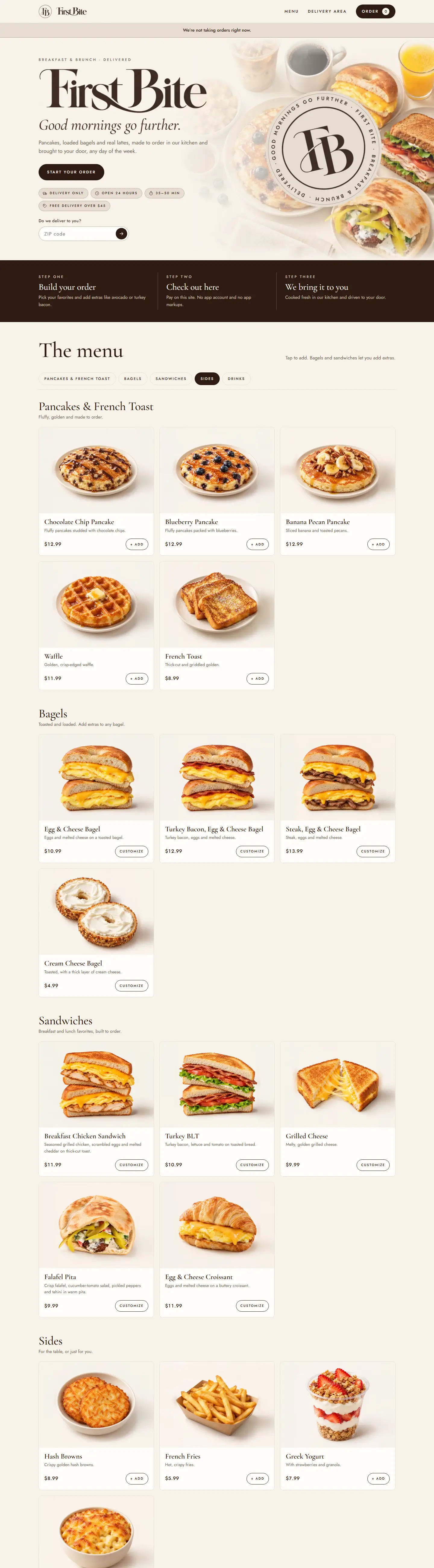 First Bite website homepage