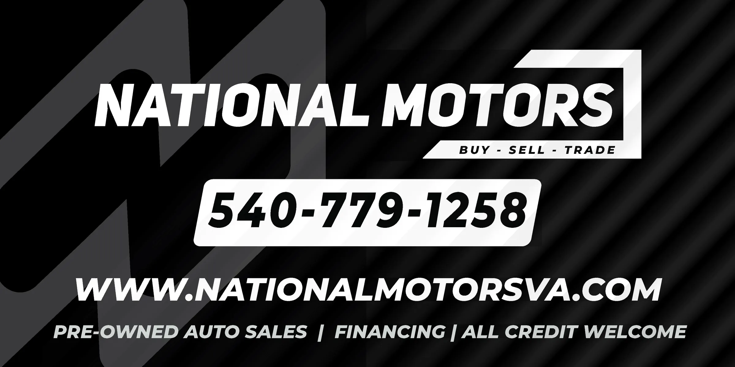 National Motors storefront sign artwork